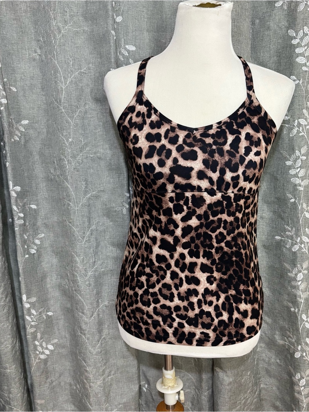 Source Unknown Leopard Print Racerback Tank Top - Brown and Black